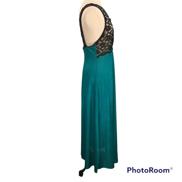 Adonna Vintage Sexy Green Nylon Black Lace See Thru Night Gown, Negligee 38 bust - Picture 4 of 7